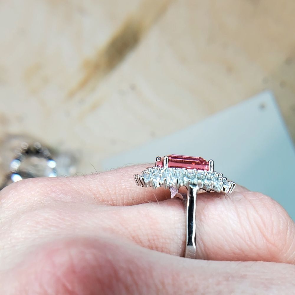 NWOT 925 Sterling Silver Pink Morganite Ring - Picture 9 of 16